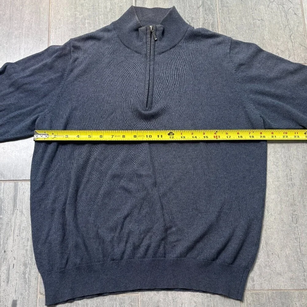 L.L. Bean Cashmere Blend 1/4 Zip Mock Neck Pullover Sweater Blue Gray Size Small